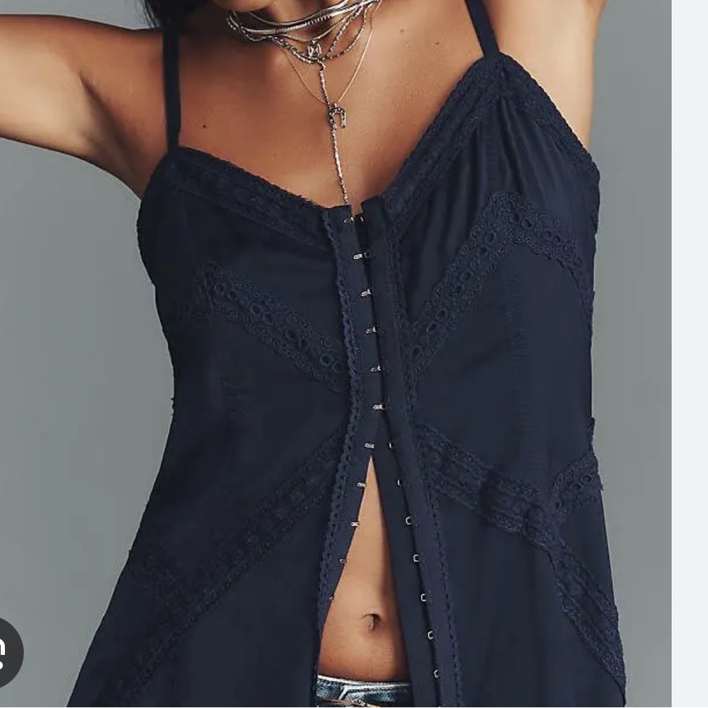 Pilcro Midnight Blue Camisole with Lace Detail